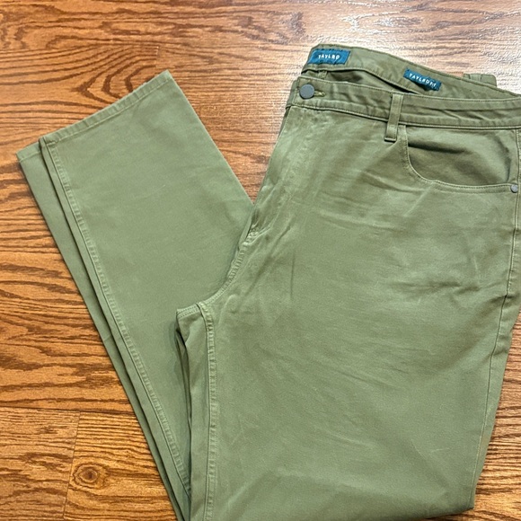 TAYLRD Men's signature tapered tailor fit Olive Green Pants 5 pocket has stretch - Picture 1 of 11